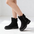 Warm Ladies Winter Boots – Mid-Calf Boots with Fur Lining and Non-Slip Sole