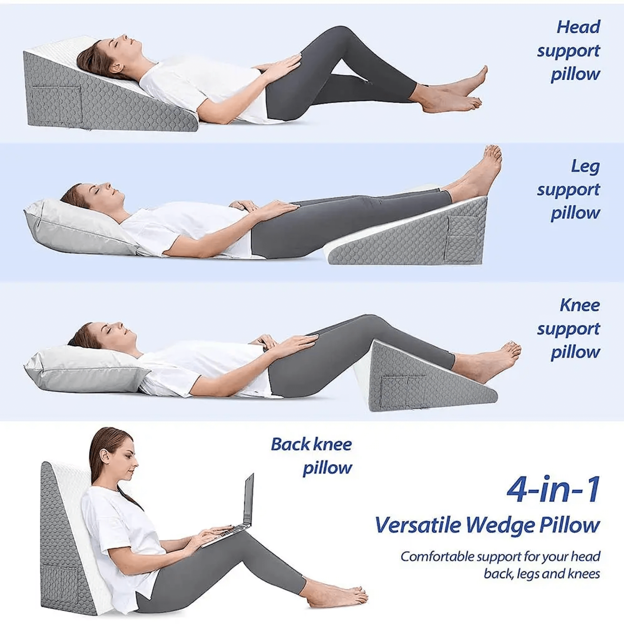 OrthoRise Wedge Pillow With Memory Foam For Upright Comfort