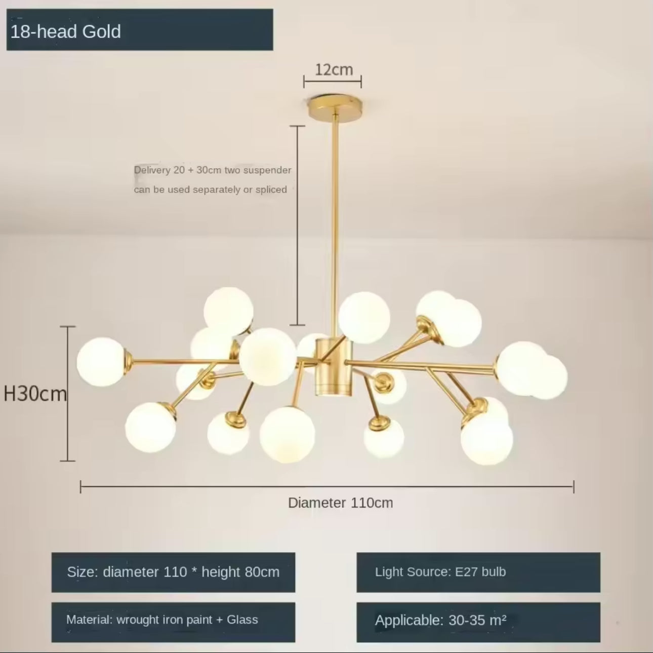 Lustre à bulles Marlow pour éclairage intérieur moderne