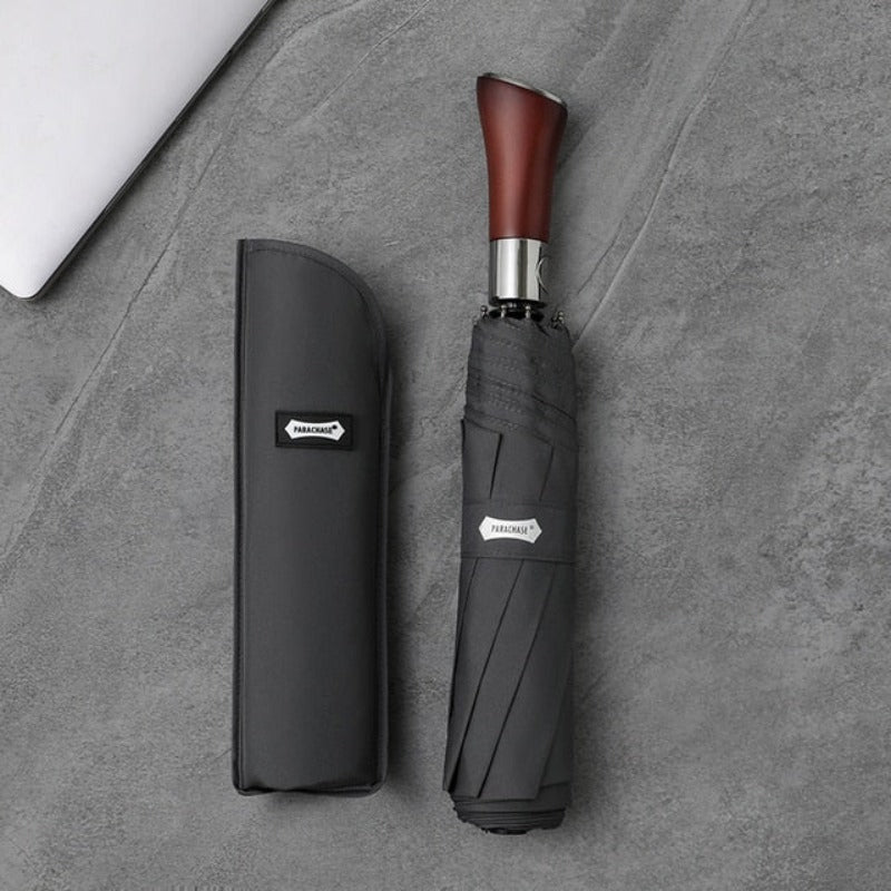 LumaLeaf Automatic Open Umbrella With Wooden Handle