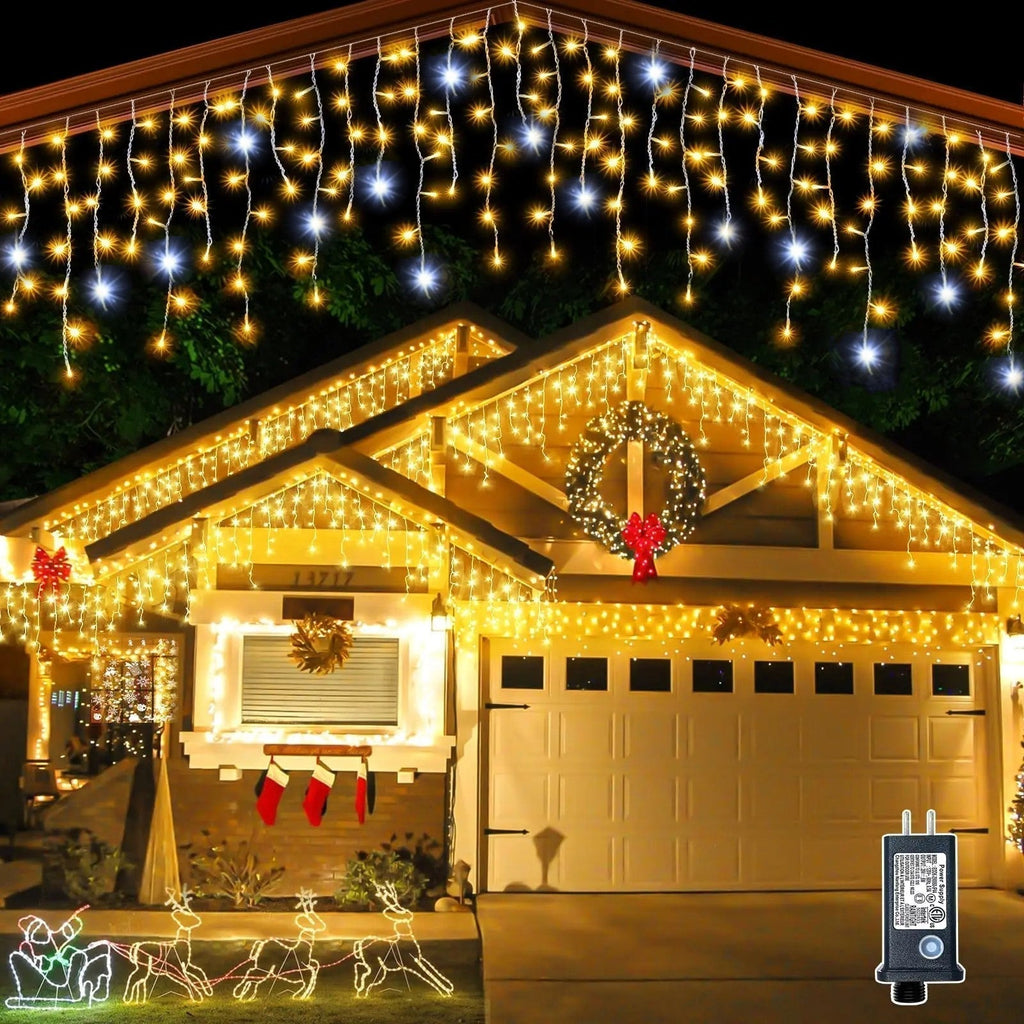 LumaWeave White LED Curtain Lights, 4m Wide By 0.6m Outdoor Decor