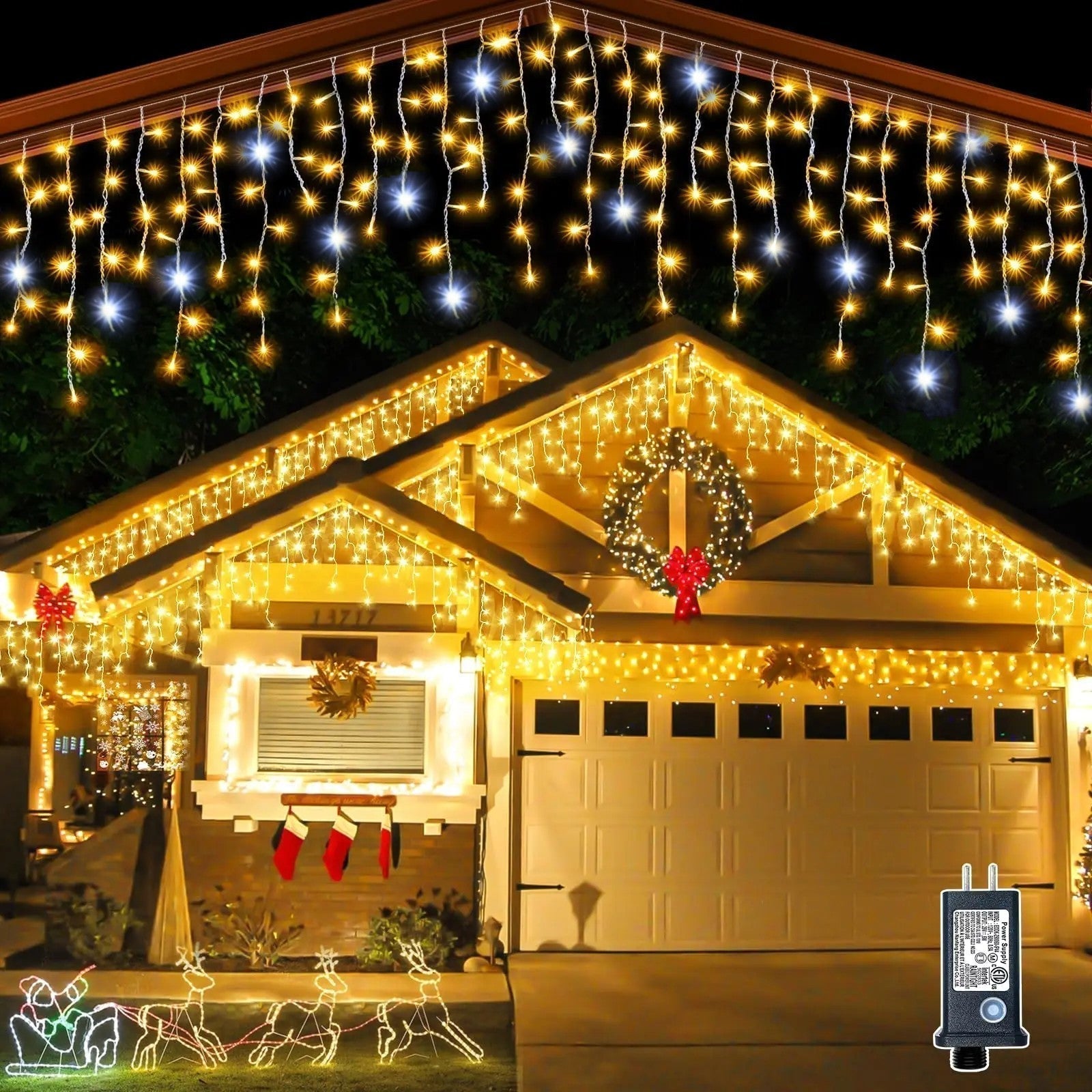 LumaWeave White LED Curtain Lights, 4m Wide By 0.6m Outdoor Decor
