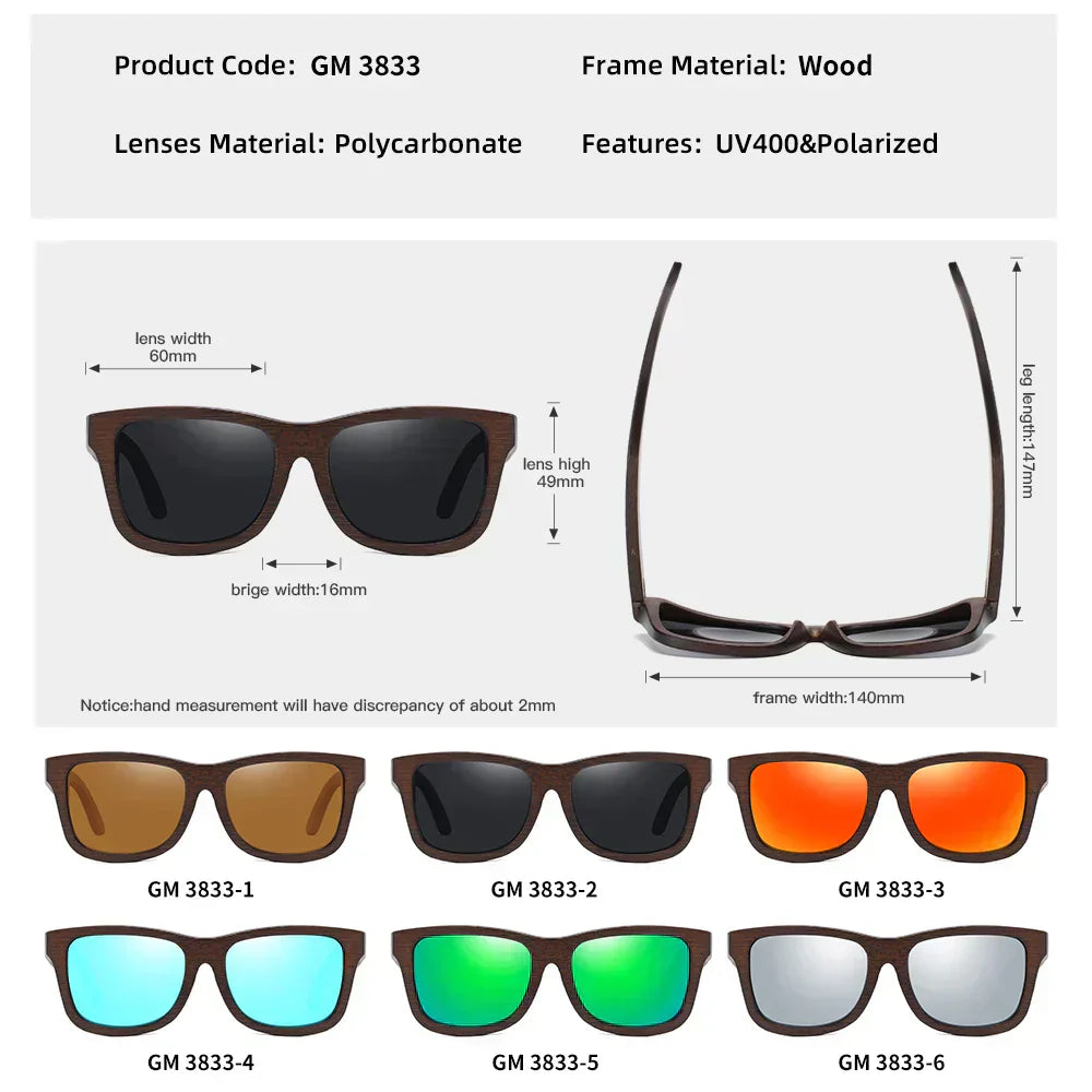 Polaryzowane drewniane okulary przeciwsłoneczne Timbergrain z soczewkami UV400