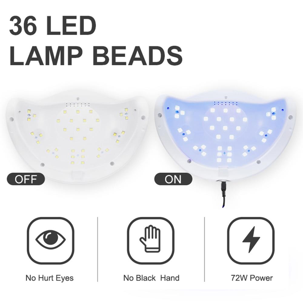 Lampu Kuku UV LED LumaPro Dengan Kuasa 72W, Pemasa LCD Dan Pilihan 99 Saat