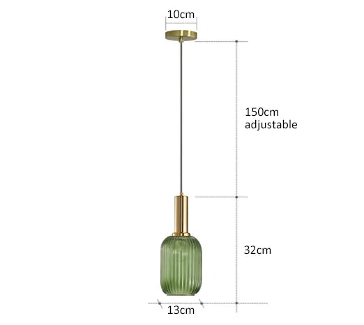 Lámpara colgante de vidrio vibrante con luz LED para salas de estar y dormitorios