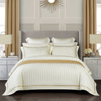 LyraSilk Bedding Set In Egyptian Cotton With Silk Stripe Accents