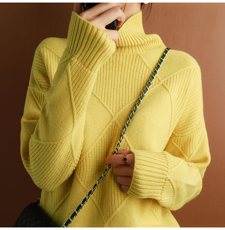 Sweter z kaszmiru Liora z golfem na codzienną luksusową garderobę
