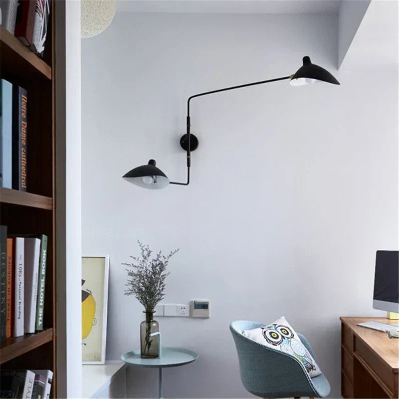 Aplique de pared moderno LumiArc Duo de dos brazos para acento