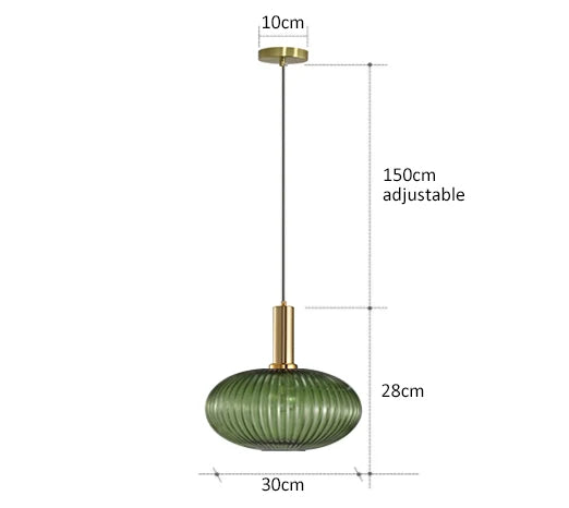 Lámpara colgante de vidrio vibrante con luz LED para salas de estar y dormitorios