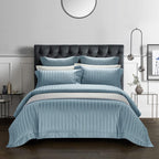 LyraSilk Bedding Set In Egyptian Cotton With Silk Stripe Accents