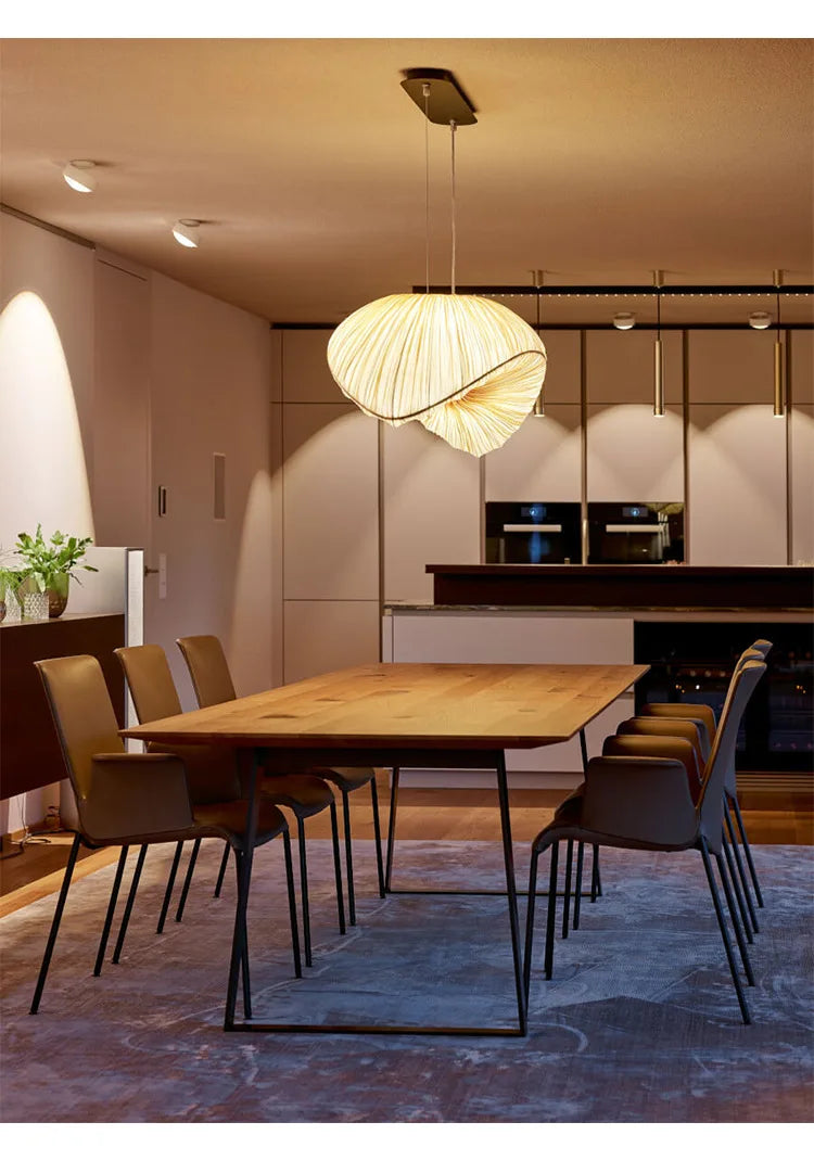Suspension Aurelia blanche avec lustre en tissu