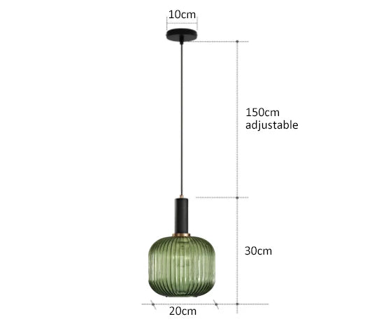 Lámpara colgante de vidrio vibrante con luz LED para salas de estar y dormitorios