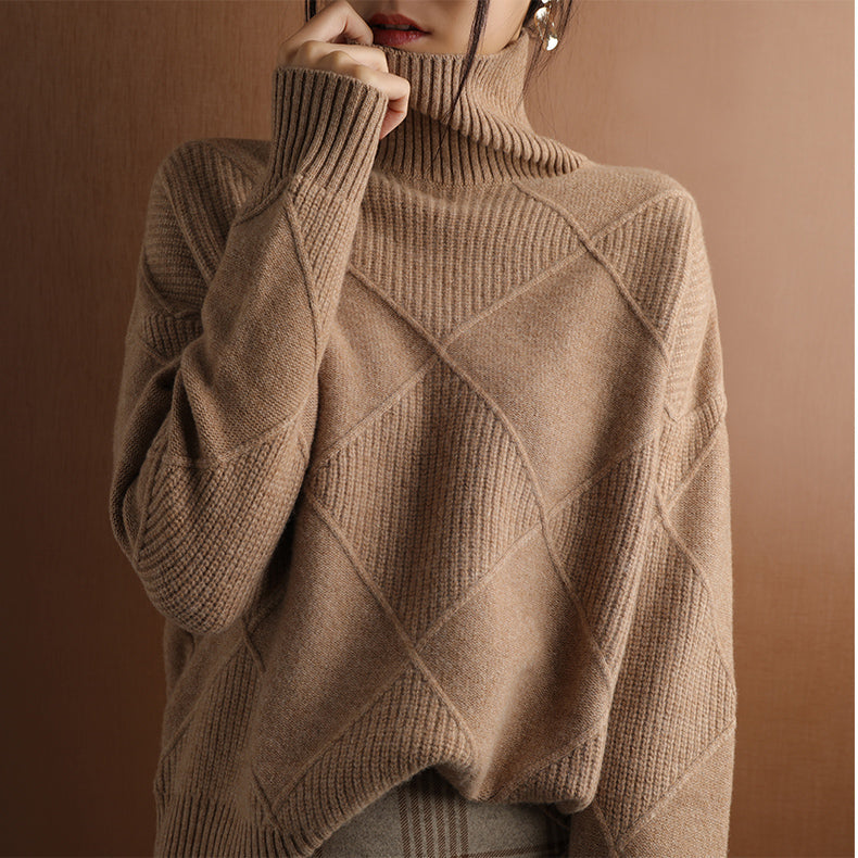 Sweter z kaszmiru Liora z golfem na codzienną luksusową garderobę