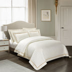 LyraSilk Bedding Set In Egyptian Cotton With Silk Stripe Accents