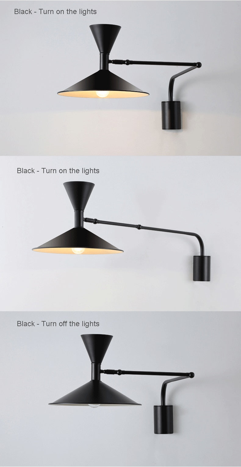 Lámpara de Pared Moderna NovaSwing con Brazo Oscilante y Enchufe para Decoración de Dormitorio