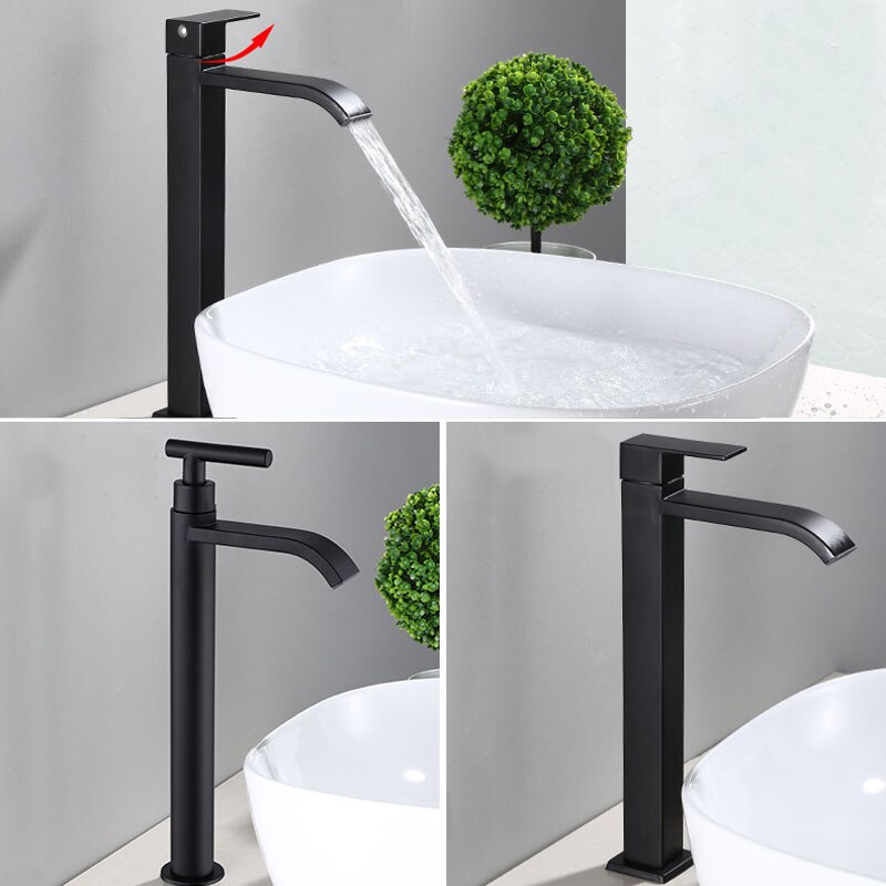 Robinetterie de lavabo noir mat avec contrôle de débit facile pour les particuliers