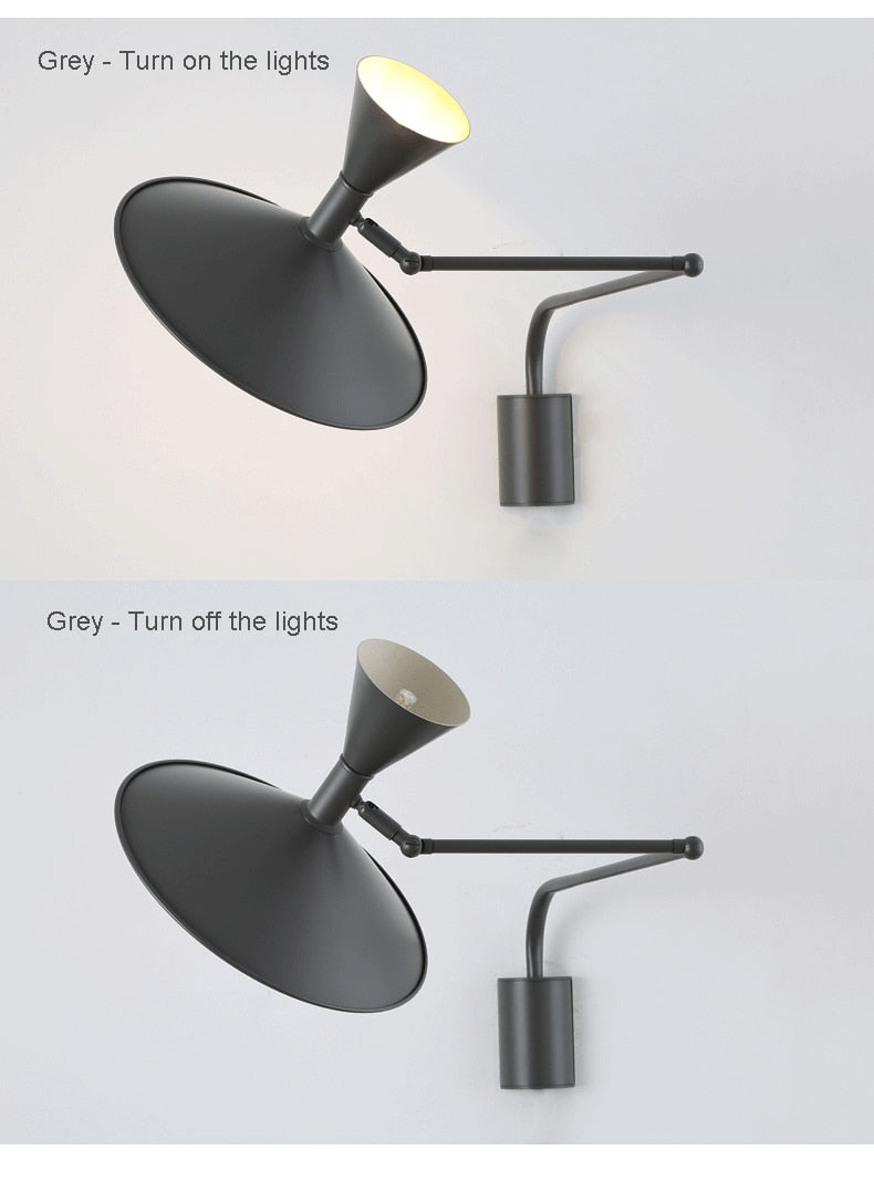 Lámpara de Pared Moderna NovaSwing con Brazo Oscilante y Enchufe para Decoración de Dormitorio
