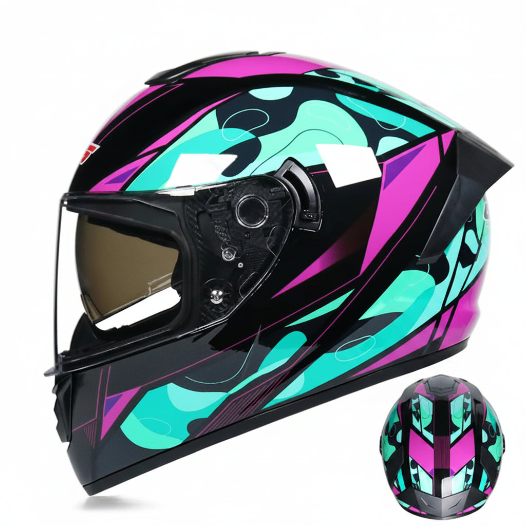 Full-Face Racing Motorcycle Helmet with Dual Visor