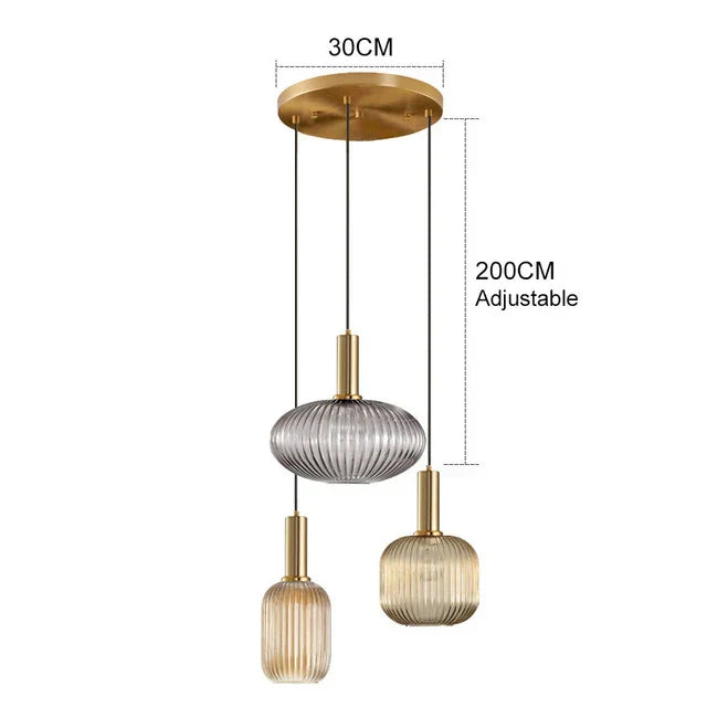 Lámpara colgante de vidrio vibrante con luz LED para salas de estar y dormitorios