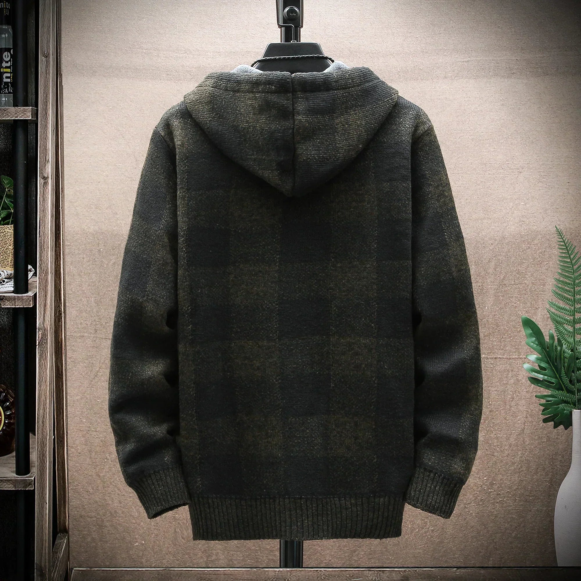 GlacierPeak Men's Plaid Wool Hooded Jacket For Winter