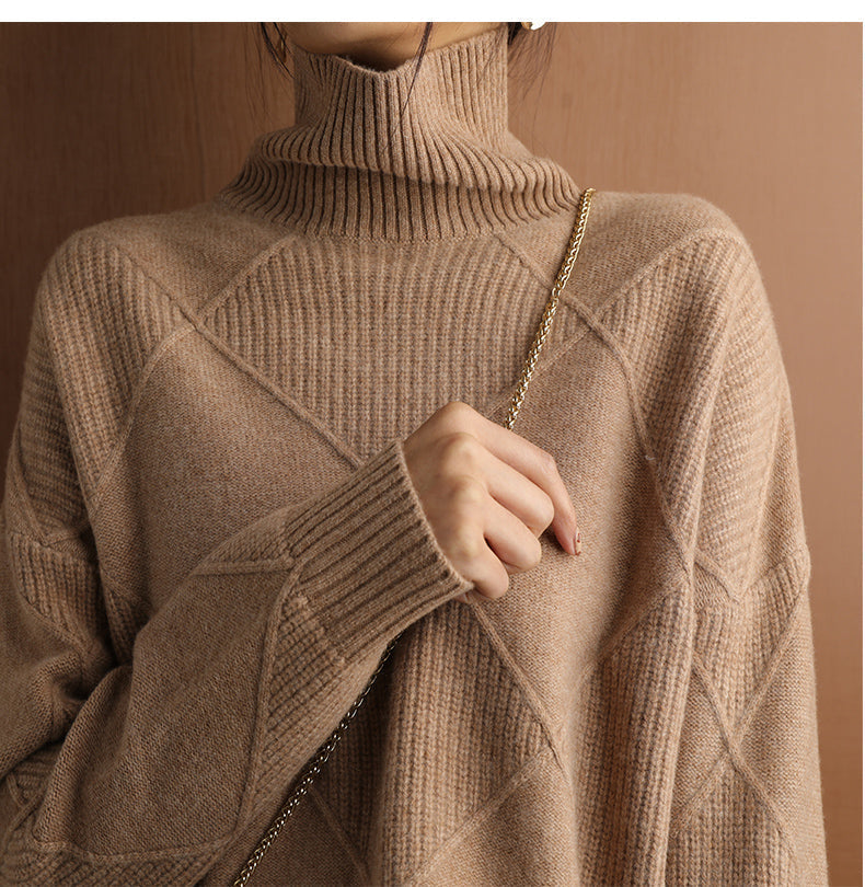 Sweter z kaszmiru Liora z golfem na codzienną luksusową garderobę