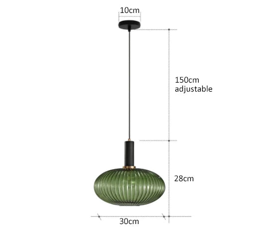 Lámpara colgante de vidrio vibrante con luz LED para salas de estar y dormitorios