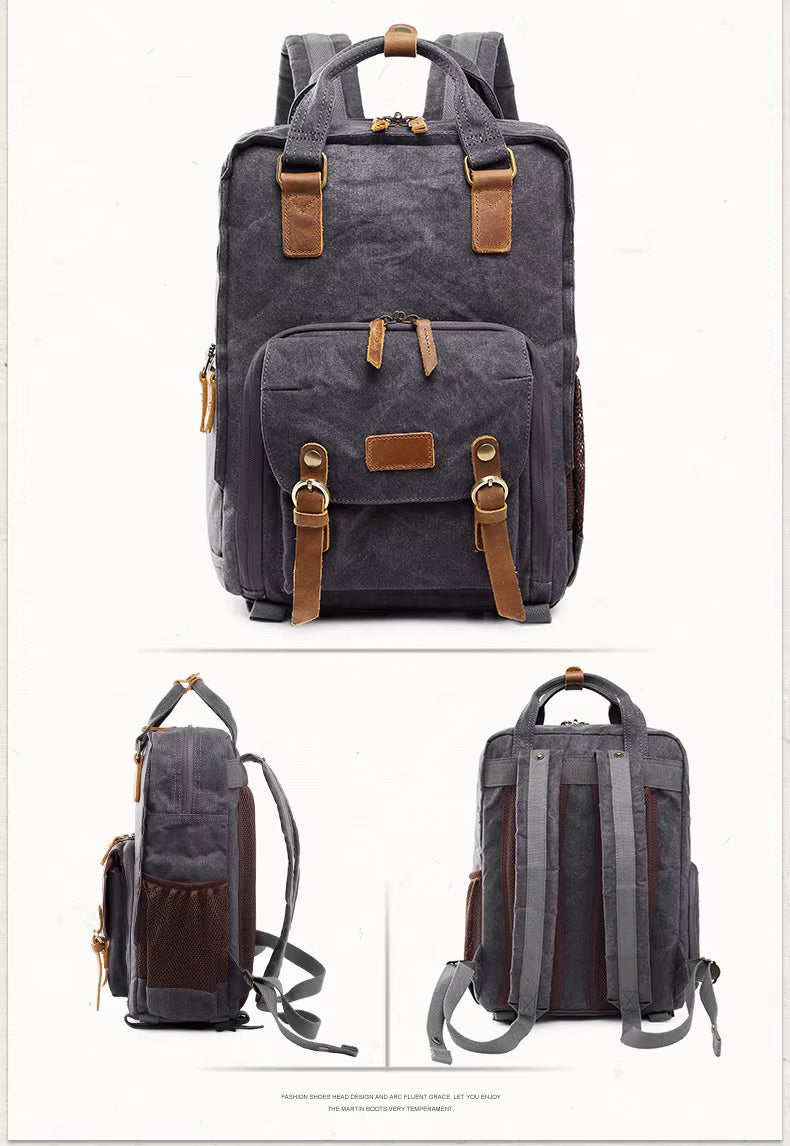 Rivelo Voyager Camera Backpack In Waxed Canvas Waterproof