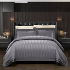 LyraSilk Bedding Set In Egyptian Cotton With Silk Stripe Accents