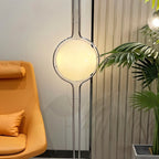 LumaCrest Floor-To-Ceiling Lamp Featuring Half Globes In Beige And Metal Frame