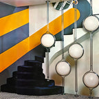 LumaCrest Floor-To-Ceiling Lamp Featuring Half Globes In Beige And Metal Frame