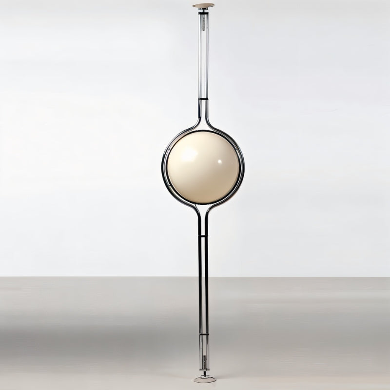 LumaCrest Floor-To-Ceiling Lamp Featuring Half Globes In Beige And Metal Frame