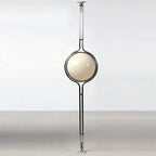 LumaCrest Floor-To-Ceiling Lamp Featuring Half Globes In Beige And Metal Frame