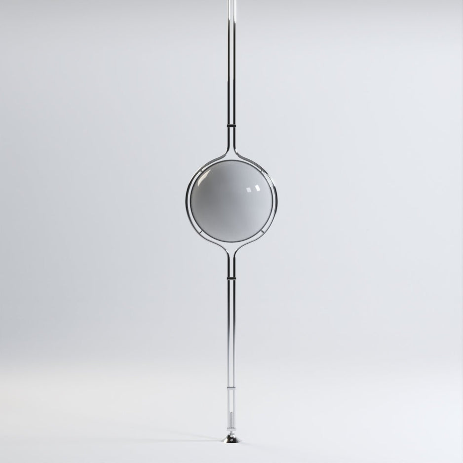 LumaCrest Floor-To-Ceiling Lamp Featuring Half Globes In Beige And Metal Frame