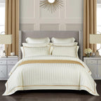 LyraSilk Bedding Set In Egyptian Cotton With Silk Stripe Accents