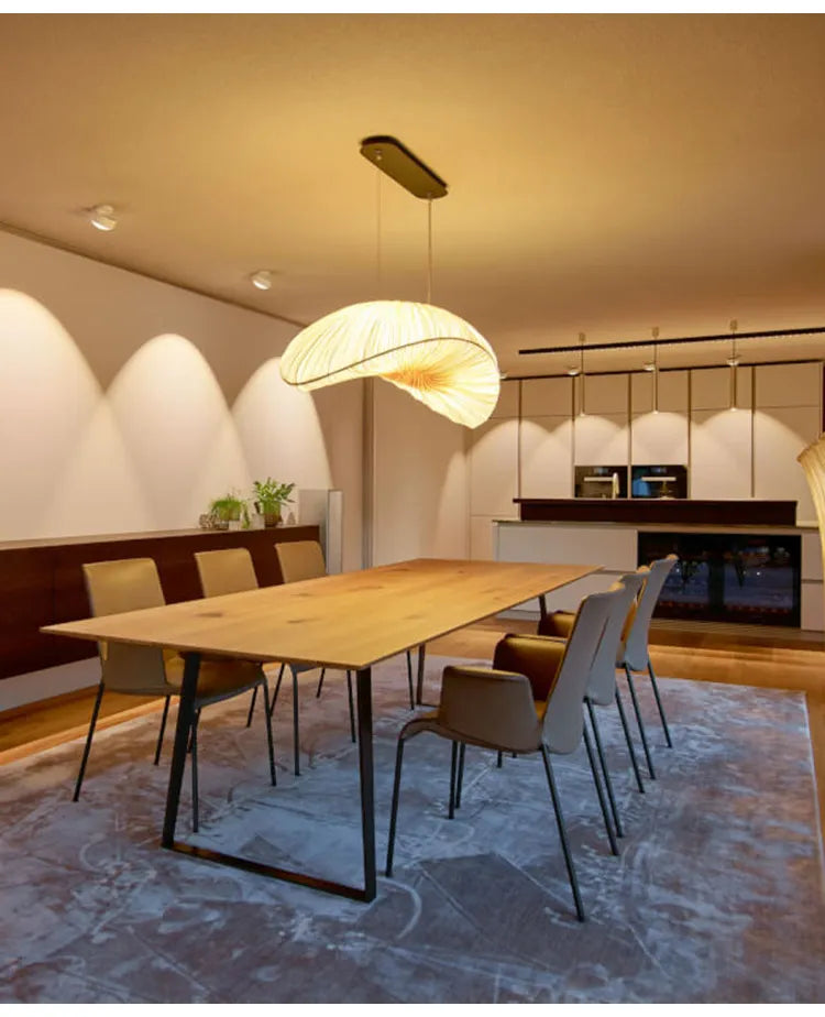 Suspension Aurelia blanche avec lustre en tissu