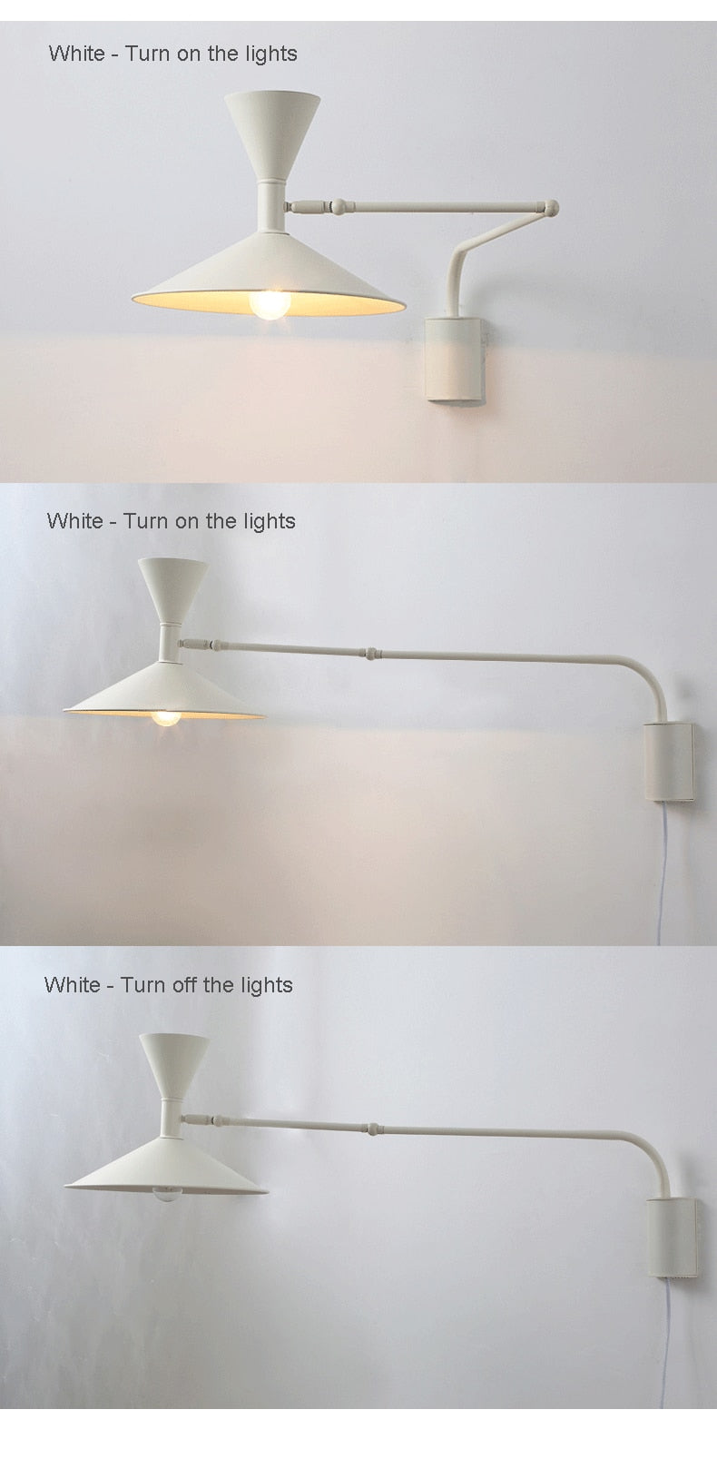 Lámpara de Pared Moderna NovaSwing con Brazo Oscilante y Enchufe para Decoración de Dormitorio