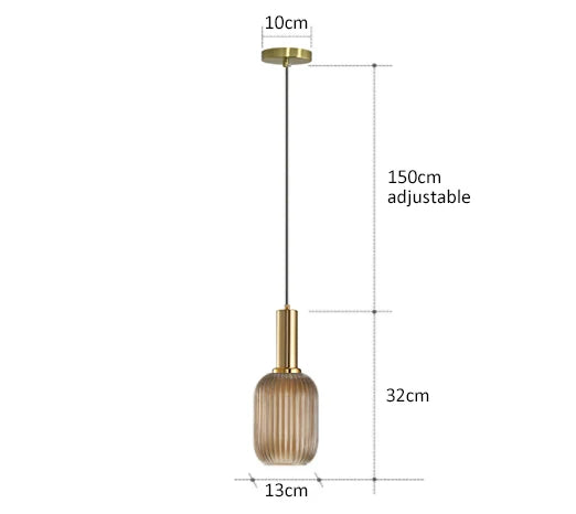Lámpara colgante de vidrio vibrante con luz LED para salas de estar y dormitorios