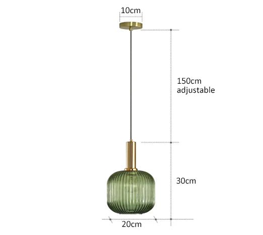 Lámpara colgante de vidrio vibrante con luz LED para salas de estar y dormitorios