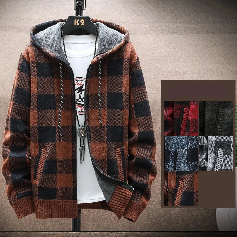 GlacierPeak Men's Plaid Wool Hooded Jacket For Winter