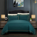 LyraSilk Bedding Set In Egyptian Cotton With Silk Stripe Accents