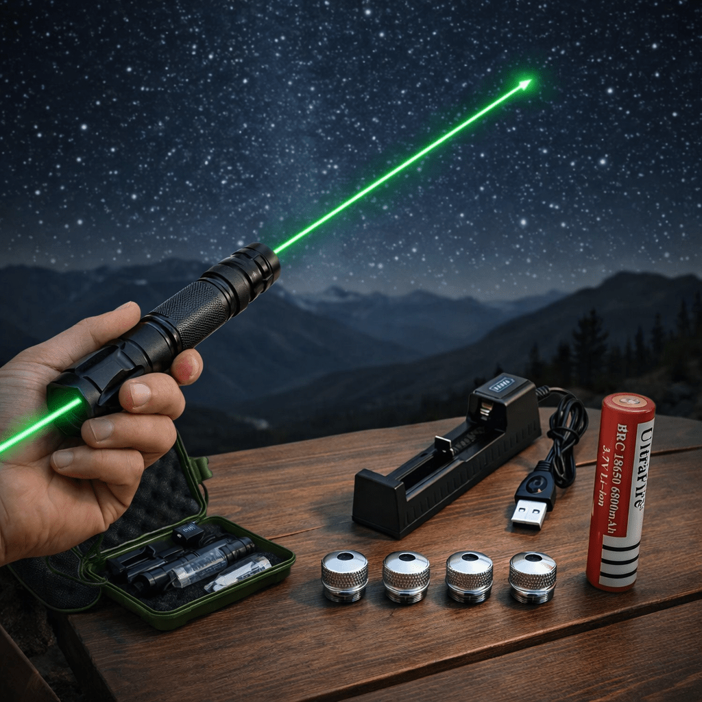 USB-uppladdningsbar pekare med grön laser för långdistanskraft