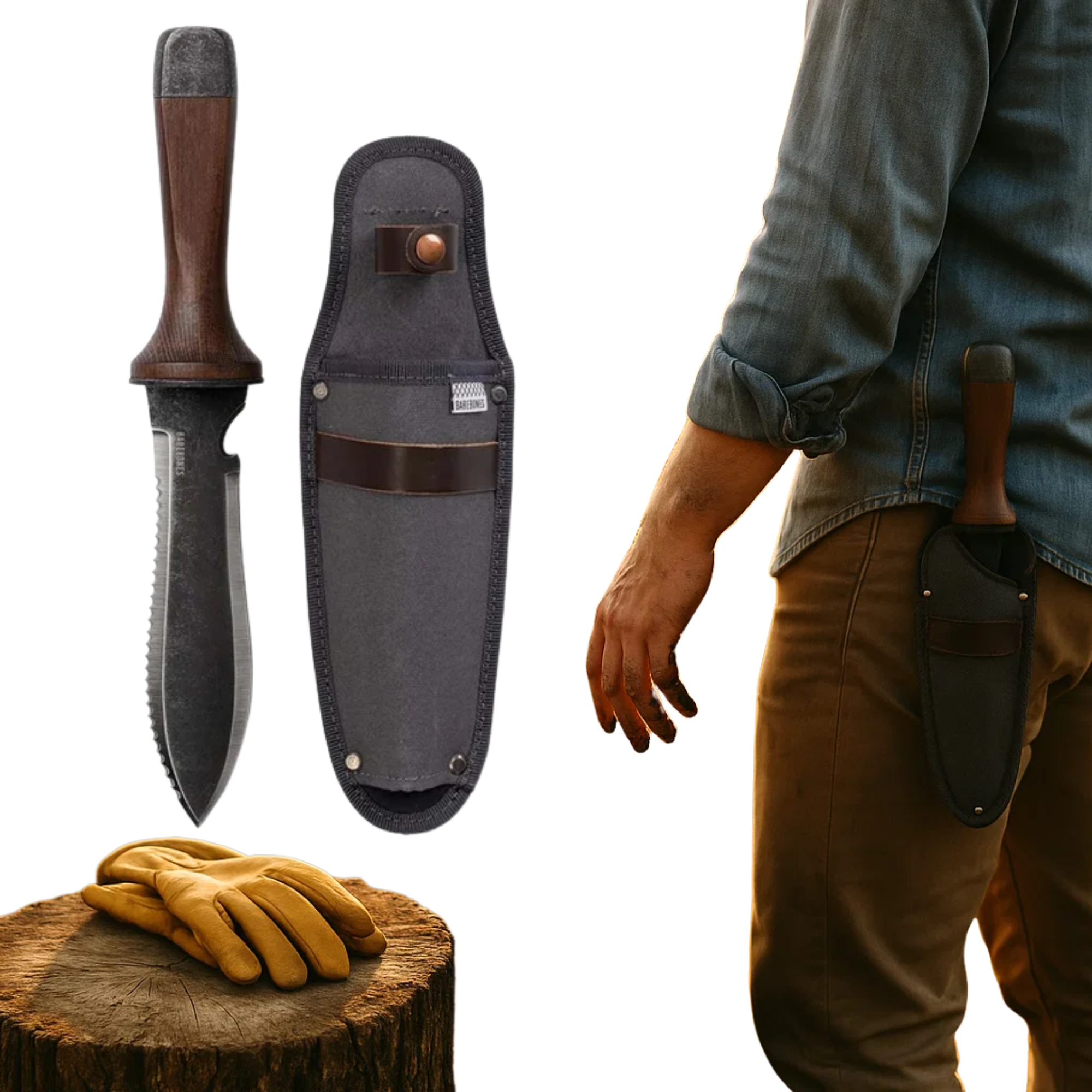 TerraWeave Gardening Knife With Rust-Resistant Blade And Sheath