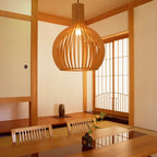 FjordLoom Rustic Wood Cage Pendant Light Adjustable Cord