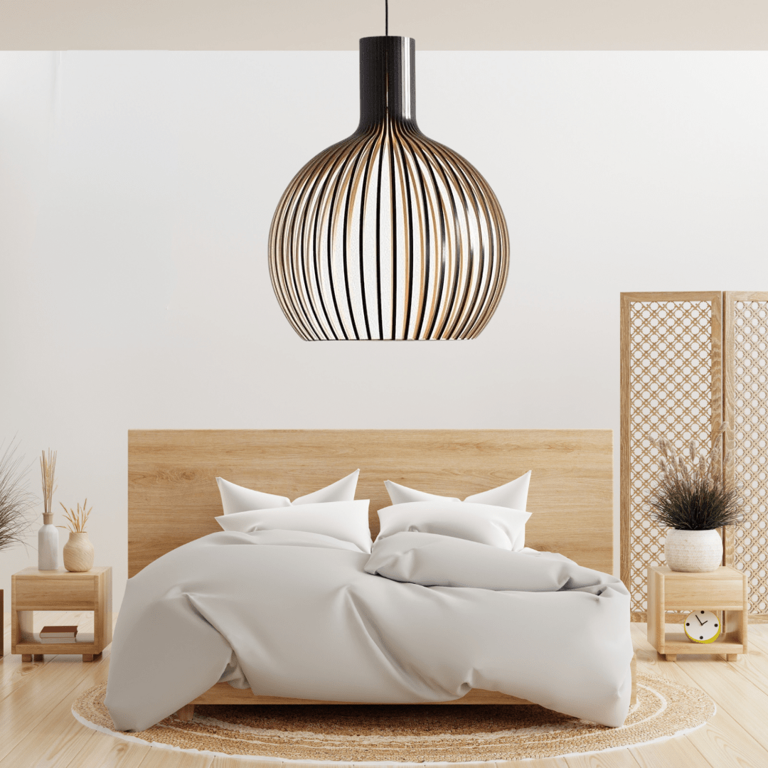 FjordLoom Rustic Wood Cage Pendant Light Adjustable Cord