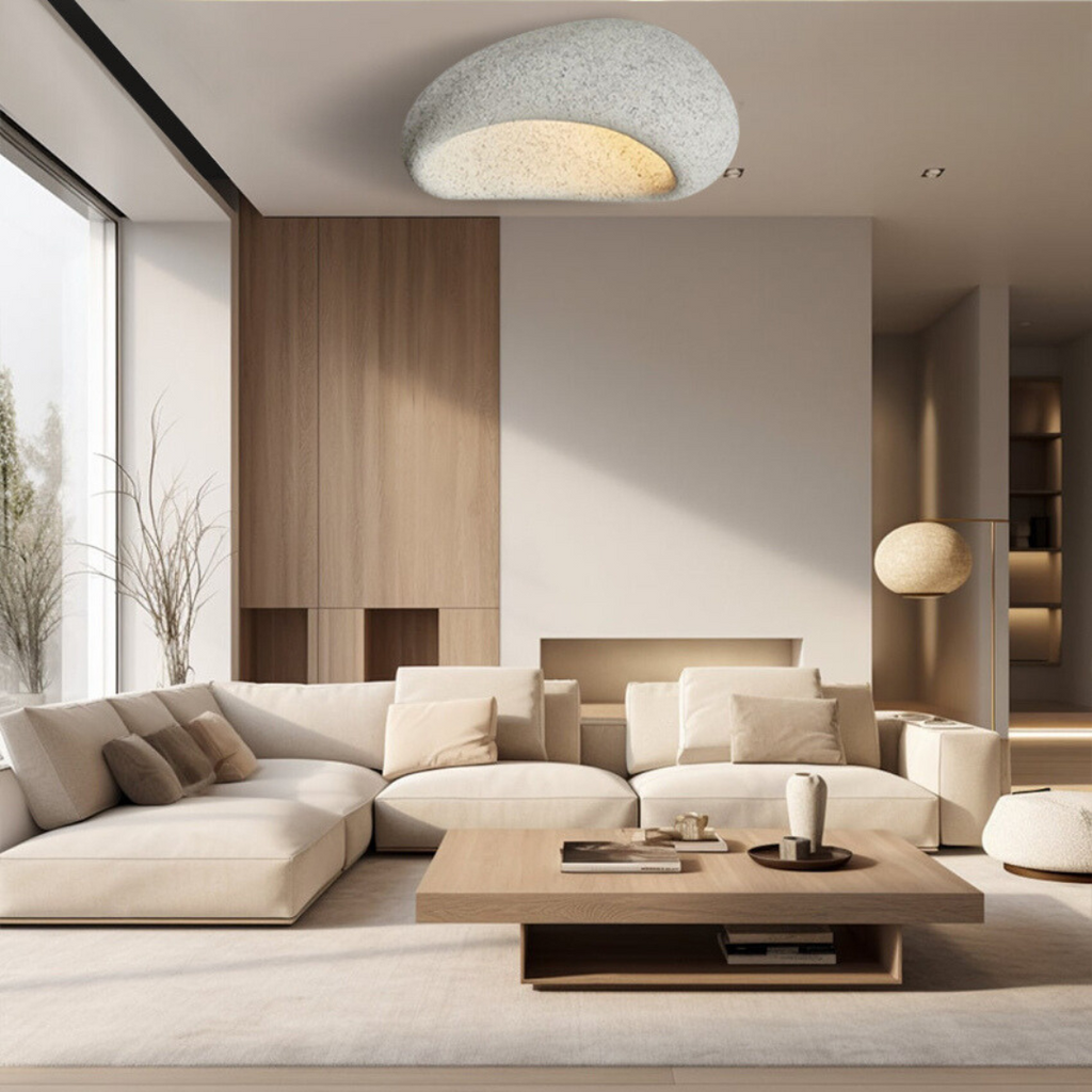 Lampa de tavan Wabi Sabi oferă o lumină ambientală blândă pentru locuințe moderne
