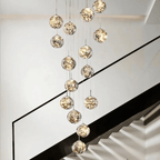 LuminaOrb Glass Globe Staircase Chandelier Ambient Glow