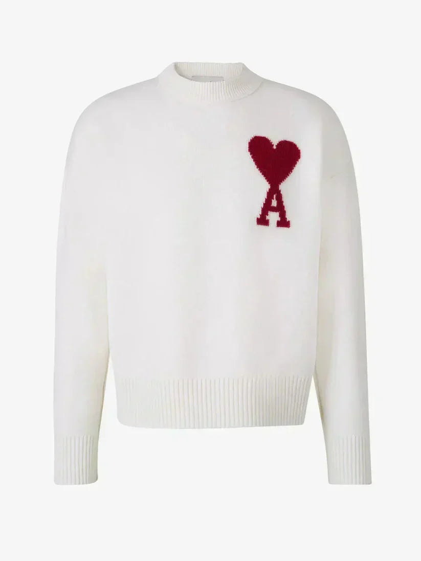 Amitalie Unisex 100 Percent Wool Sweater With Iconic Heart