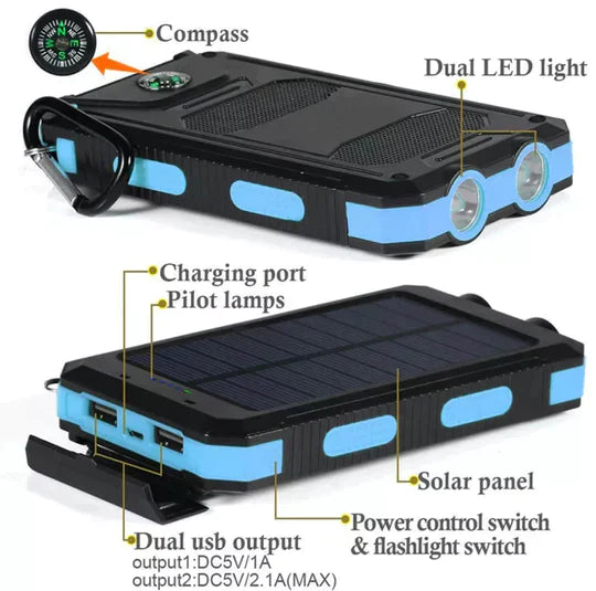 Batterie Externe Solaire 500000mAh Étanche IP67 Pour Activités Extérieures