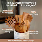 Conjunto de 9 Peças de Utensílios de Cozinha em Teca Natural