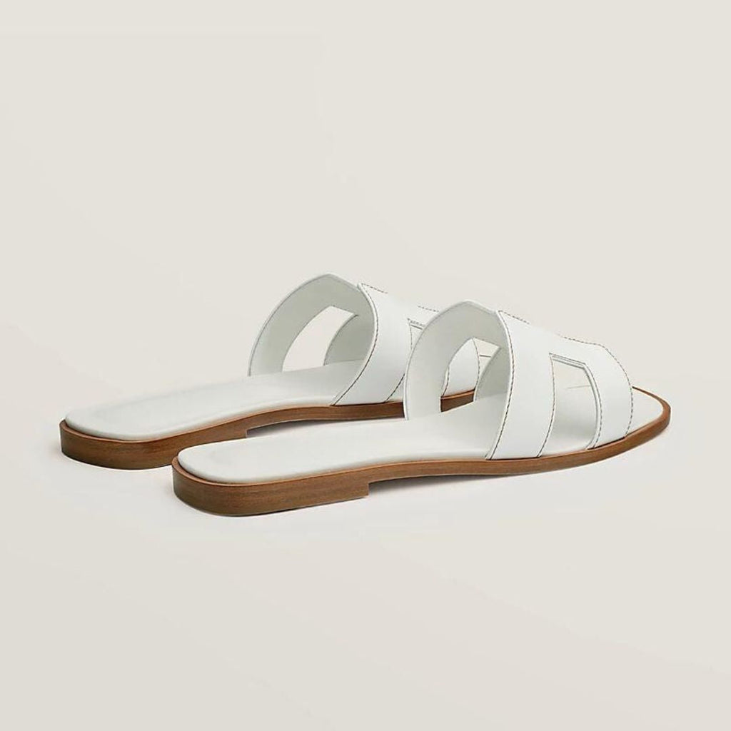 Women's Leather Sandals With Adjustable Cutout Straps For Daily Comfort